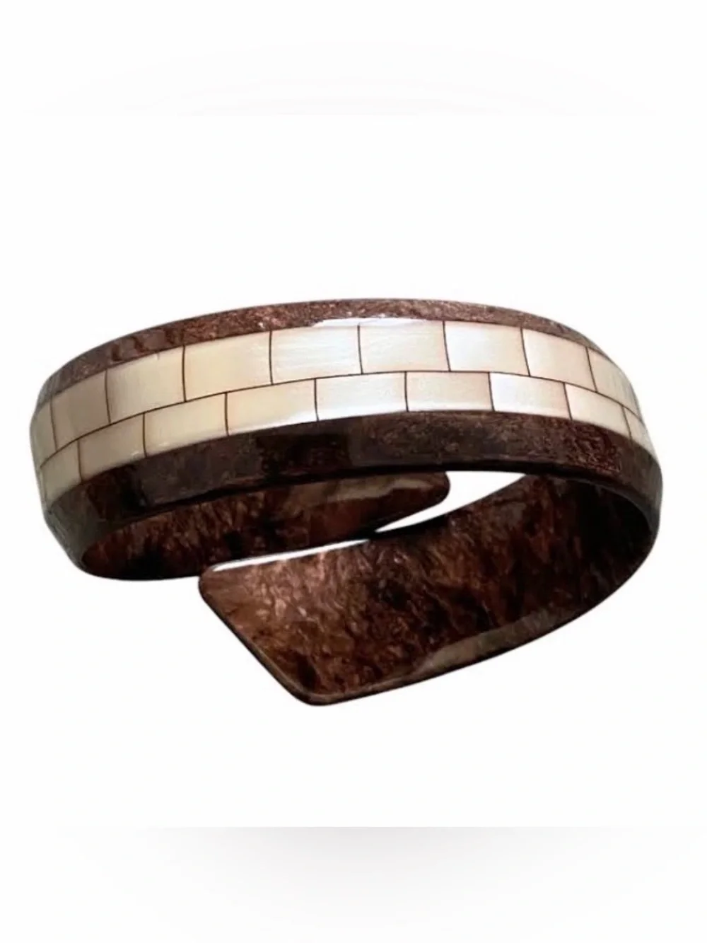 Vintage Lea Stein mother of pearly inlay bypass bracelet